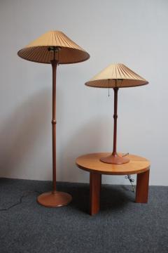 Studio Craft Sculptural Cherry Wood and Brass Table Lamp with Original Shade - 2977600