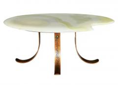 Studio Made Hollywood Regency Green Onyx Marble Copper Oval Cocktail Table - 3708541