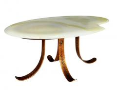 Studio Made Hollywood Regency Green Onyx Marble Copper Oval Cocktail Table - 3708545