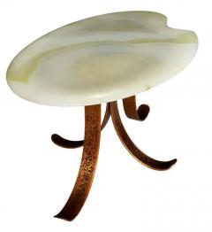 Studio Made Hollywood Regency Green Onyx Marble Copper Oval Cocktail Table - 3708552