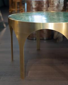 Studio Maison Nurita Green Fluorite Table with Arched Brushed Brass Base - 3805410