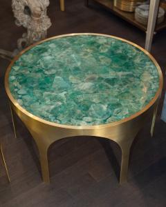 Studio Maison Nurita Green Fluorite Table with Arched Brushed Brass Base - 3805451