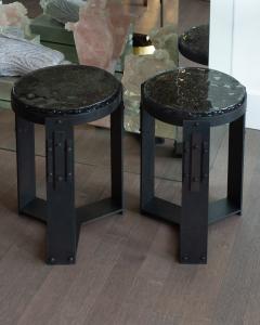 Studio Maison Nurita Pair of Smoked Glass Tables with Blackened Brass Bases - 4013112