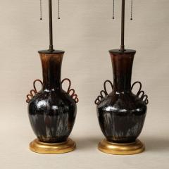 Studio Pottery Gold Table Lamps - 3695614