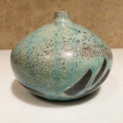 Studio Pottery Speckled Green Weed Pot Bud Vase signed Stoneware Art 1970s - 2233574