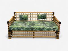 Studio Smania Italian Modern Bamboo Cane Fabric Sofa Italy 1970s - 4251874