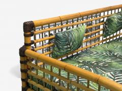 Studio Smania Italian Modern Bamboo Cane Fabric Sofa Italy 1970s - 4251879
