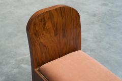Stunning Art Deco Bench in Burl Walnut and Velvet 1930s - 4608371