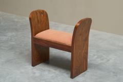 Stunning Art Deco Bench in Burl Walnut and Velvet 1930s - 4608454