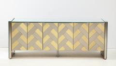 Stunning Brass and Chrome Chevron Cabinet by Ello - 1504428