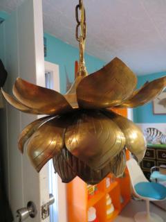 Stunning Etched Brass Feldman Lotus Pendant Light Chandelier Mid Century Modern - 1376137