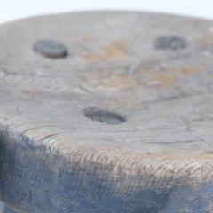 Stunning Hand Carved Folk Art Stool Grayish Blue Finland Late 1800s - 4165317
