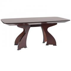 Stunning Italian Modern Rosewood and Black Opaline Glass Dining Table 1940 - 1713441