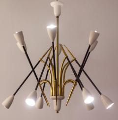 Stunning Midcentury Stilnovo Attr Chandelier 1950 - 3714450