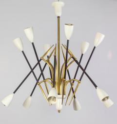 Stunning Midcentury Stilnovo Attr Chandelier 1950 - 3714451