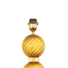 Stunning Pair of Bronze Murano Glass Sphere Table Lamps - 2940465