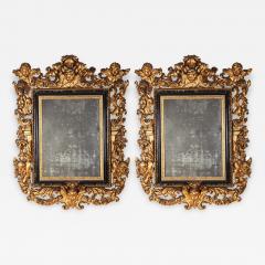 Stunning Pair of Carved Italian Giltwood Mirrors 17th Century - 633517