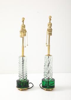 Stunning Pair of Emerald and Clear Crystal Lamps - 4227762