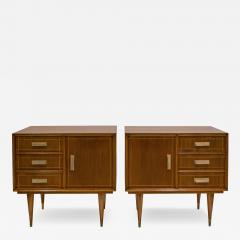 Stunning Pair of Italian Bedside Tables in Mahogany with Brass Accents 1950s - 3922960