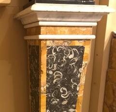 Stunning Pair of Italian Neoclassical Inlaid Marble Bases or Pedestals - 634335