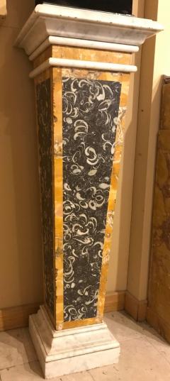 Stunning Pair of Italian Neoclassical Inlaid Marble Bases or Pedestals - 634338