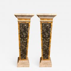 Stunning Pair of Italian Neoclassical Inlaid Marble Bases or Pedestals - 634612