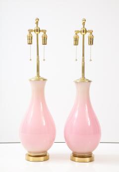 Stunning Pair of Large Pink Murano Glass Lamps  - 2805339
