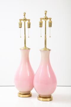 Stunning Pair of Large Pink Murano Glass Lamps  - 2805341
