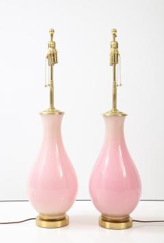 Stunning Pair of Large Pink Murano Glass Lamps  - 2805368