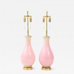 Stunning Pair of Large Pink Murano Glass Lamps  - 2813212