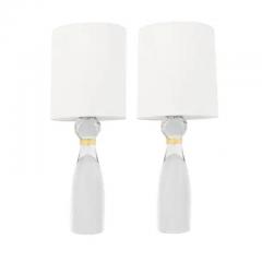 Stunning Pair of Murano Sommerso Gray Sanded Glass Brilli Table Lamps - 3253966