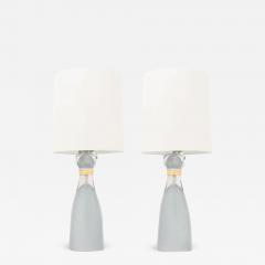 Stunning Pair of Murano Sommerso Gray Sanded Glass Brilli Table Lamps - 3254912