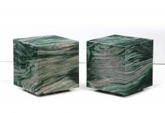 Stunning Pair of Polar Verde Cube Tables - 2504439