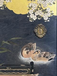 Stunning Set of Four 19th Century Edo Period Fusuma Door Decorative Panels - 4135778