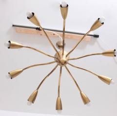Stunning Sputnik Brass Chandelier with Ten Arms Italy 1950s - 552309