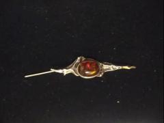 Stunning Sterling Silver with Amber Setting Brooch - 3862438