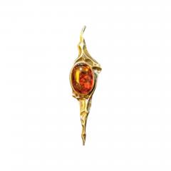 Stunning Sterling Silver with Amber Setting Brooch - 3864540