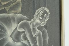 Stunning and Large Ballet Themed Art Deco Art Panel 1940s - 4468299