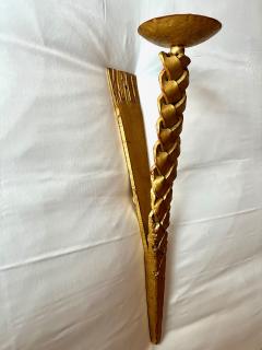 Stunning gold leaf wrought pair of braid shipped sconces - 2335053