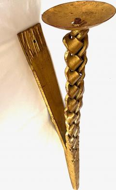 Stunning gold leaf wrought pair of braid shipped sconces - 2335055