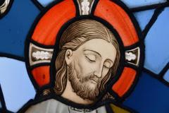 Stunning large scale 19thc earlier stained glass triptych - 4774454