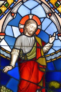 Stunning large scale 19thc earlier stained glass triptych - 4774457
