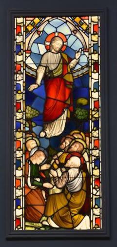 Stunning large scale 19thc earlier stained glass triptych - 4774462