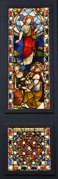 Stunning large scale 19thc earlier stained glass triptych - 4774469