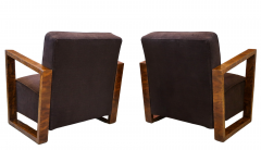 Stunning pair 1930s Italian Art Deco walnut armchairs - 3104707