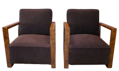 Stunning pair 1930s Italian Art Deco walnut armchairs - 3104708