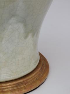 Stunningly Large Pair of 1960s Celadon Crackle Glaze Ginger Jar Lamps - 1613222