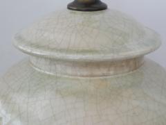 Stunningly Large Pair of 1960s Celadon Crackle Glaze Ginger Jar Lamps - 1613223
