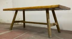 Sturdy Brutalist solid pine and ash tree long organic table - 1892515