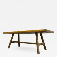 Sturdy Brutalist solid pine and ash tree long organic table - 1894177